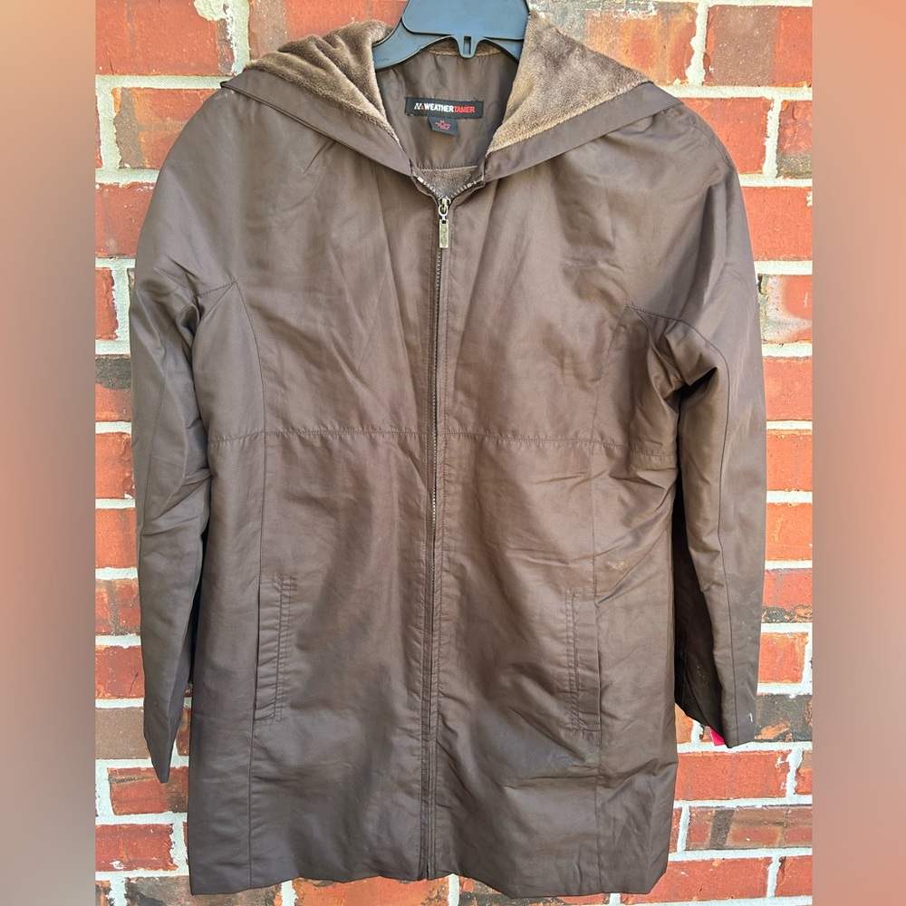 Weather Tamer Women’s Brown Hooded Full Zip Medium Coat/Jacket